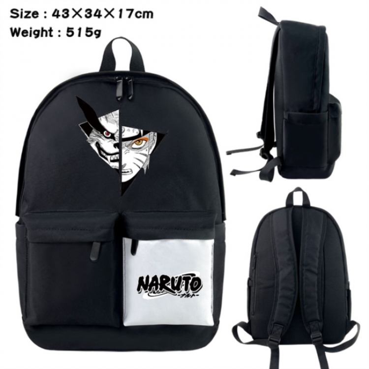 Naruto Anime black and white classic waterproof canvas backpack 43X34X17CM