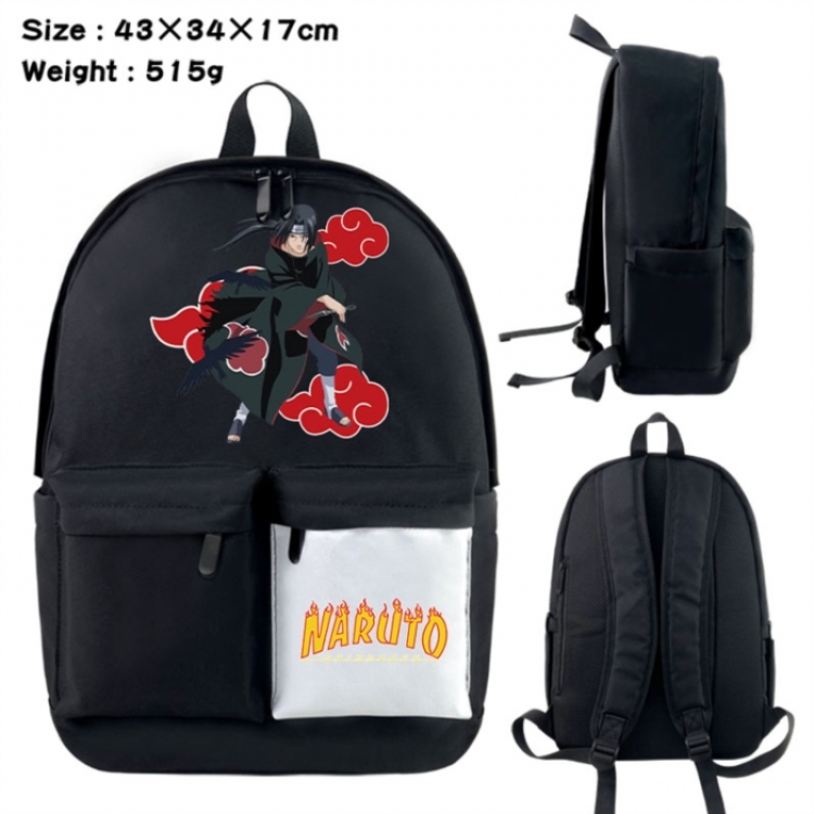 Naruto Anime black and white classic waterproof canvas backpack 43X34X17CM