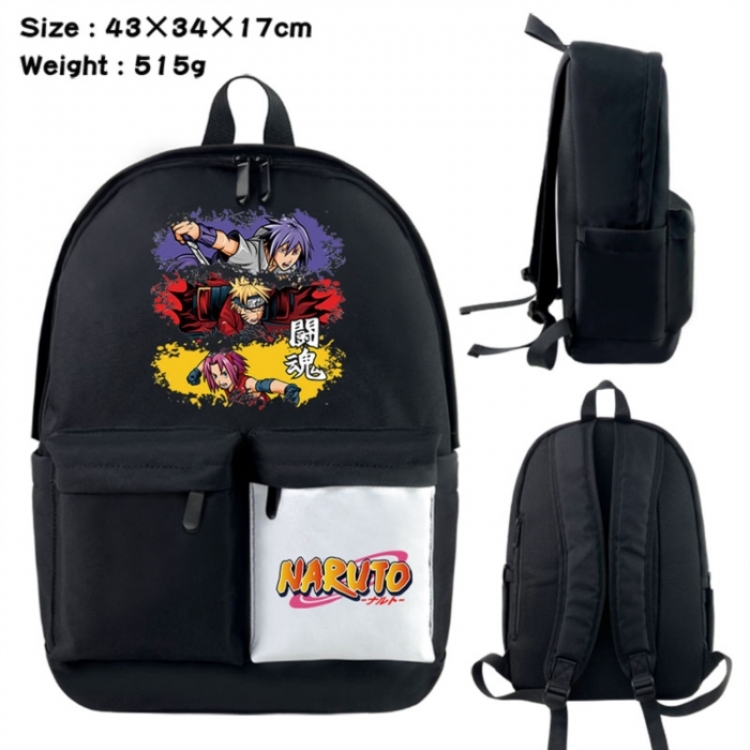 Naruto Anime black and white classic waterproof canvas backpack 43X34X17CM