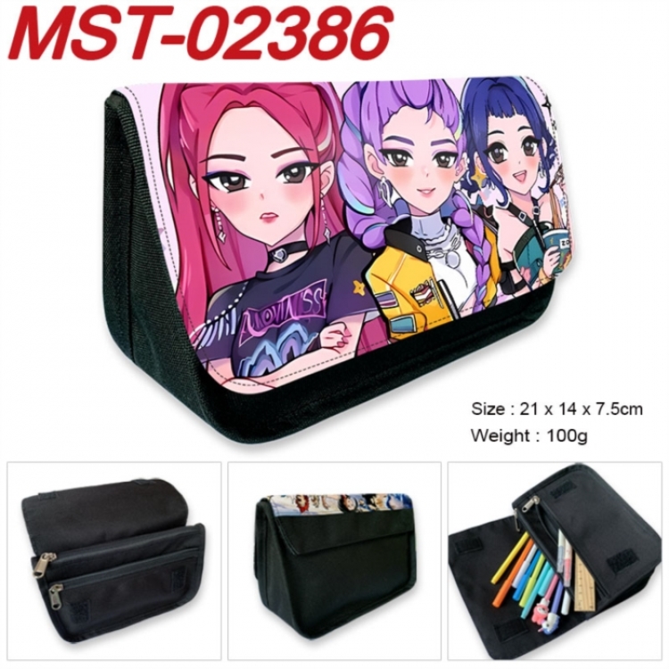 K-Pop Demon Hunters Anime Velcro canvas zipper pencil case Pencil Bag 21x14x7.5cm