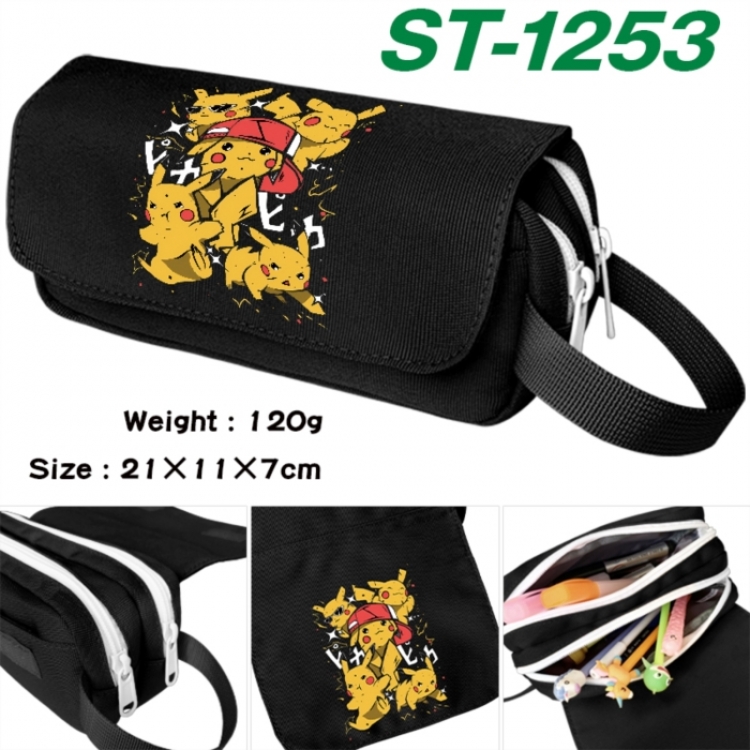 Pokemon Anime waterproof canvas portable double-layer pencil bag cosmetic bag 21x11x7cm