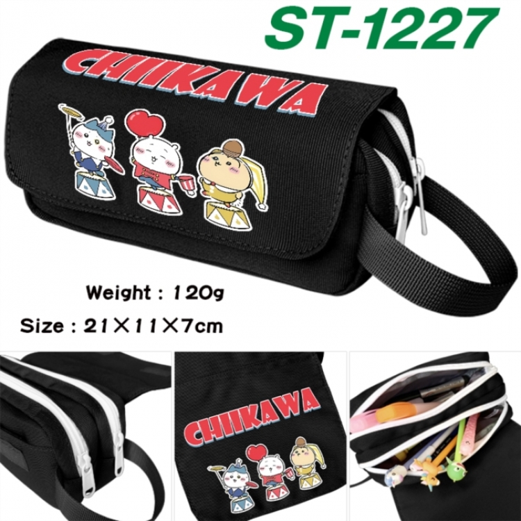 Chiikawa Anime waterproof canvas portable double-layer pencil bag cosmetic bag 21x11x7cm