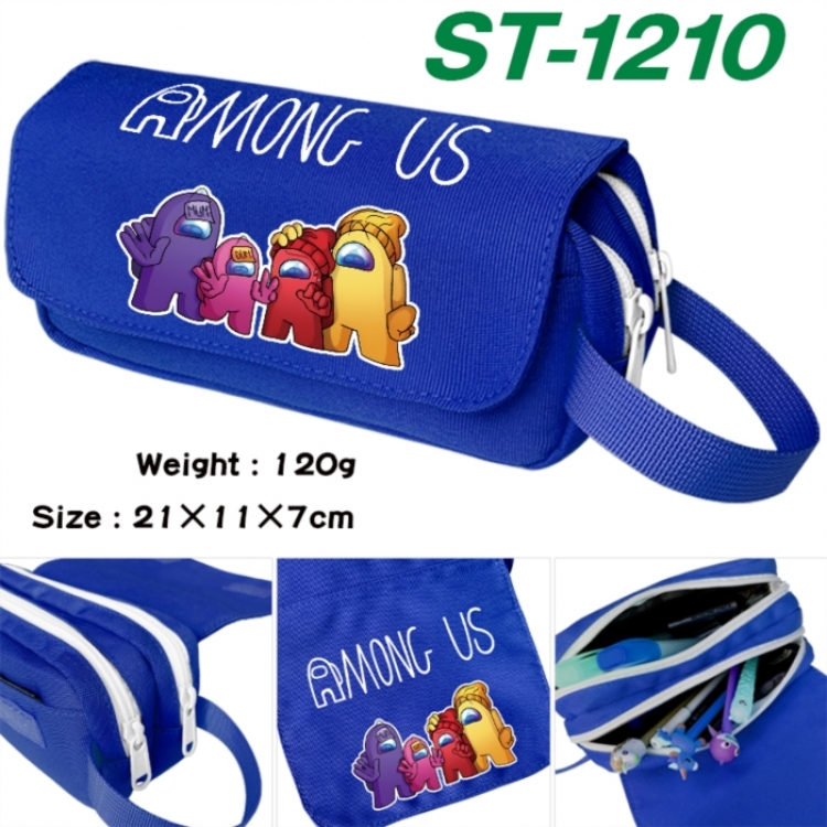 Among us Anime waterproof canvas portable double-layer pencil bag cosmetic bag 21x11x7cm