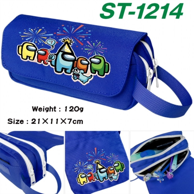 Among us Anime waterproof canvas portable double-layer pencil bag cosmetic bag 21x11x7cm