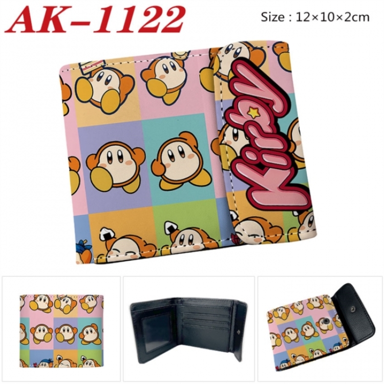 Kirby Anime PU leather full color buckle two fold wallet 12X10X2CM