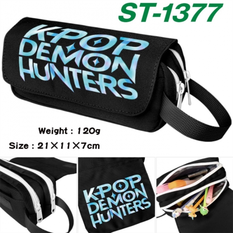 K-Pop Demon Hunters Anime waterproof canvas portable double-layer pencil bag cosmetic bag 21x11x7cm