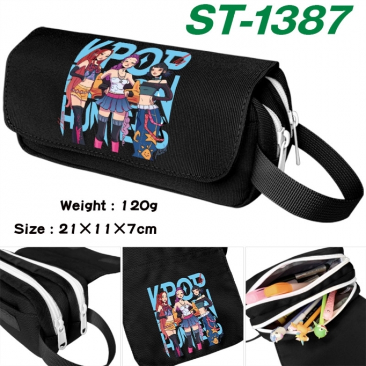 K-Pop Demon Hunters Anime waterproof canvas portable double-layer pencil bag cosmetic bag 21x11x7cm