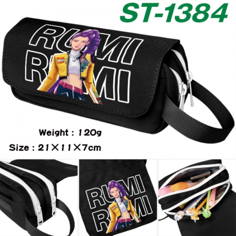 K-Pop Demon Hunters Anime waterproof canvas portable double-layer pencil bag cosmetic bag 21x11x7cm