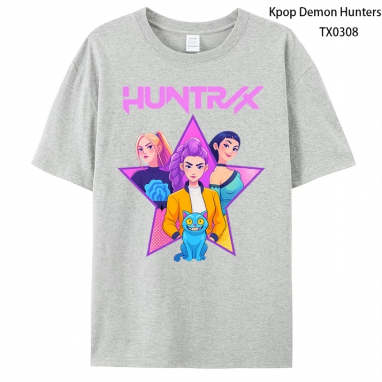 K-Pop Demon Hunters Anime peripheral printed pure cotton T-shirt from S to 4XL