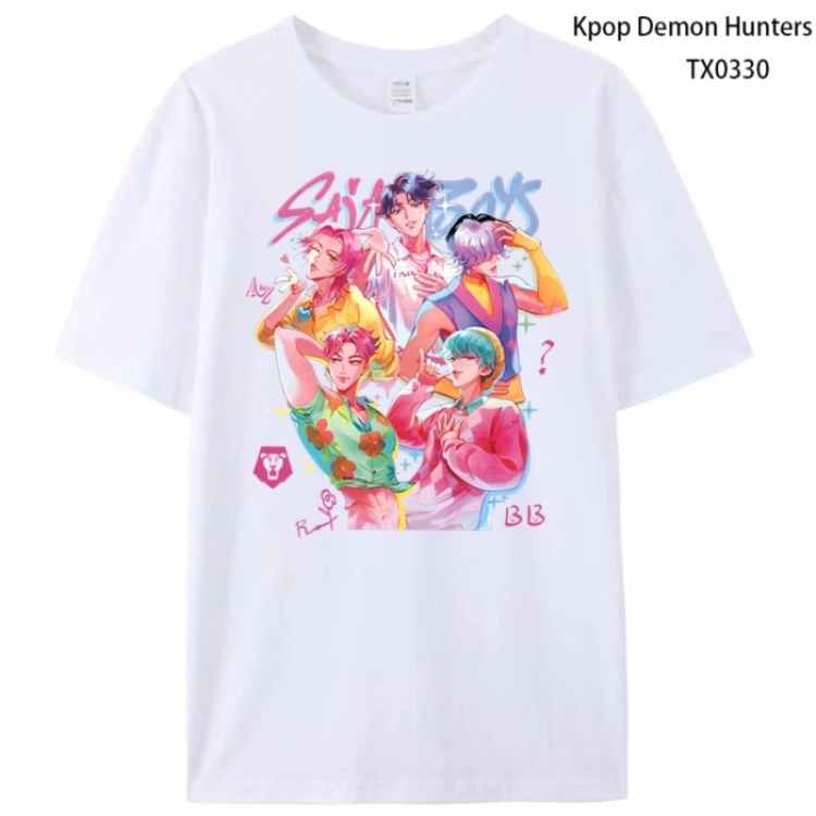 K-Pop Demon Hunters Anime peripheral printed pure cotton T-shirt from S to 4XL