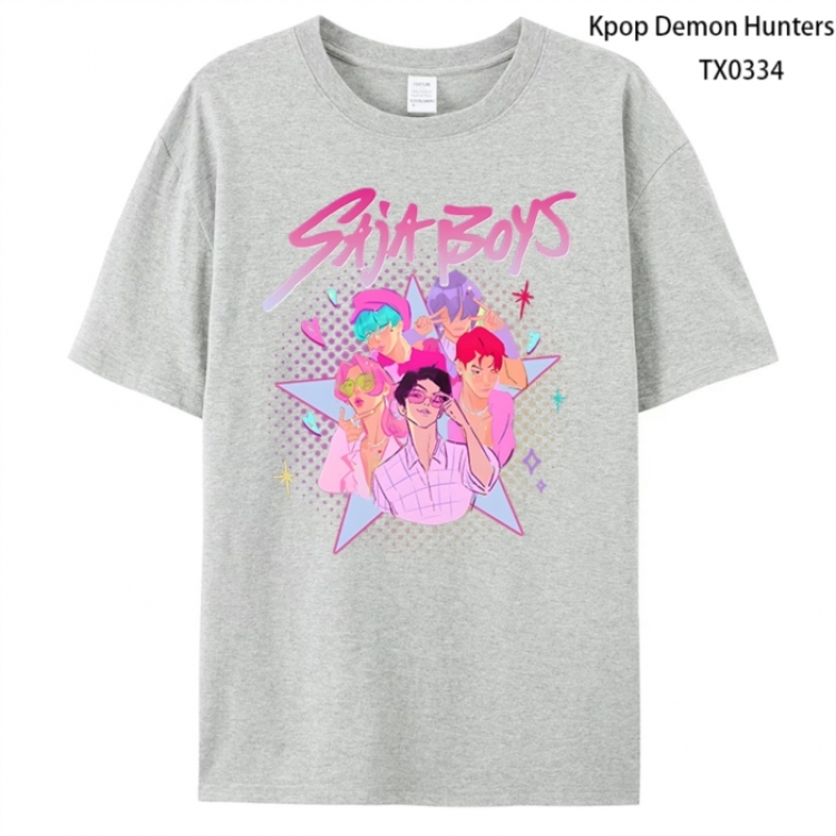 K-Pop Demon Hunters Anime peripheral printed pure cotton T-shirt from S to 4XL