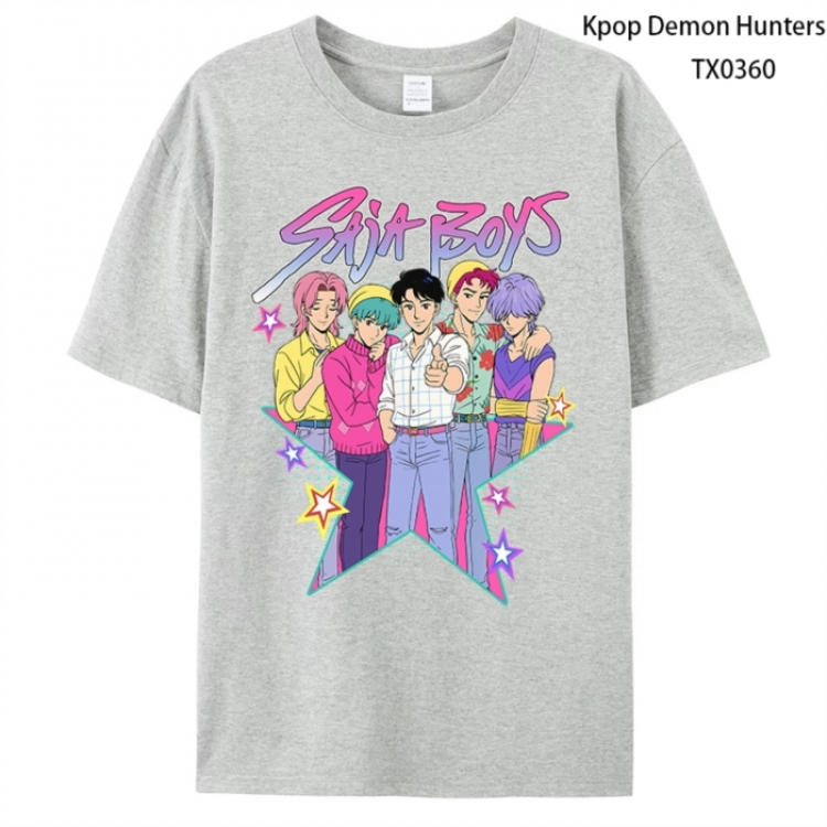 K-Pop Demon Hunters Anime peripheral printed pure cotton T-shirt from S to 4XL