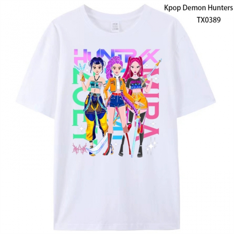 K-Pop Demon Hunters Anime peripheral printed pure cotton T-shirt from S to 4XL