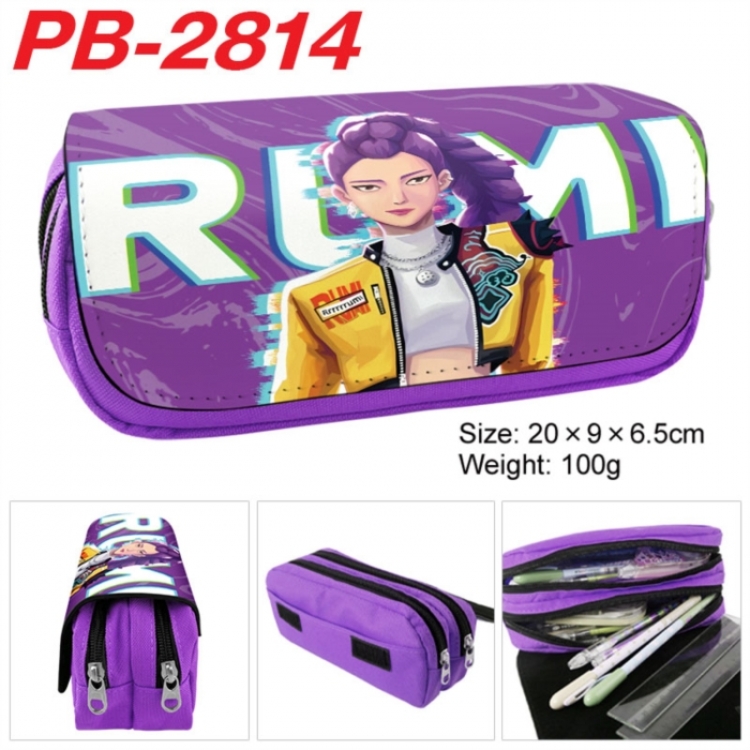 K-Pop Demon Hunters Anime double-layer pu leather printing pencil case 20x9x6.5cm