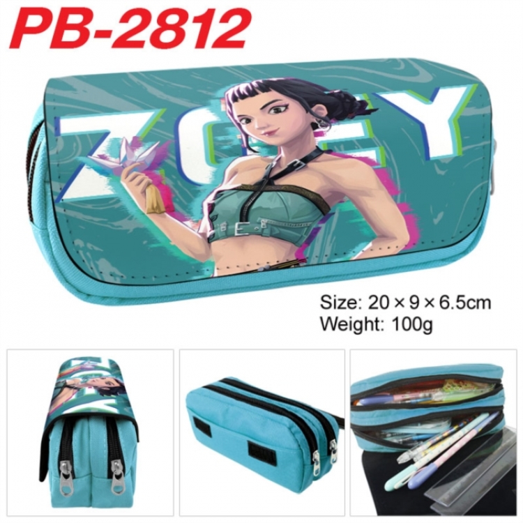 K-Pop Demon Hunters Anime double-layer pu leather printing pencil case 20x9x6.5cm