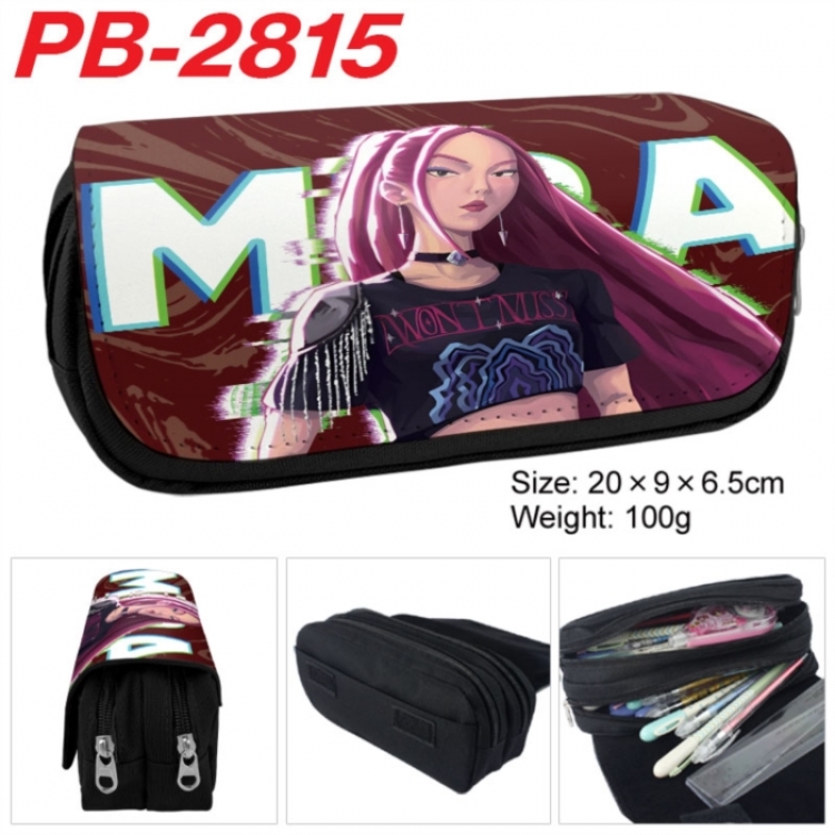 K-Pop Demon Hunters Anime double-layer pu leather printing pencil case 20x9x6.5cm