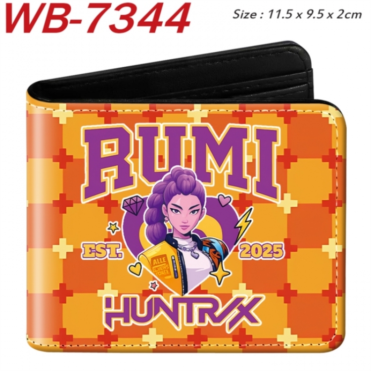 K-Pop Demon Hunters Animation color PU leather half fold wallet 11.5X9X2CM