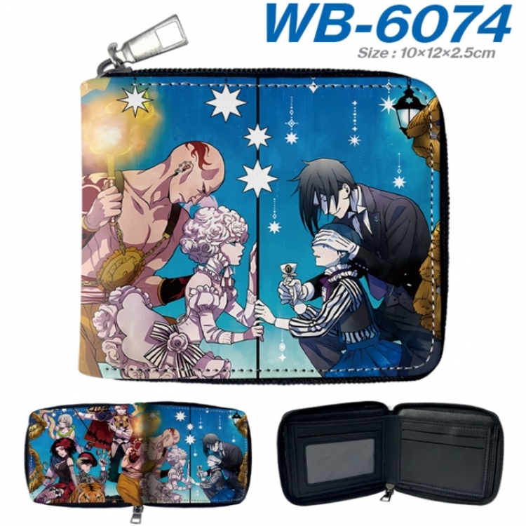 Kuroshitsuji Anime color short full zip folding wallet 10x12x2.5cm