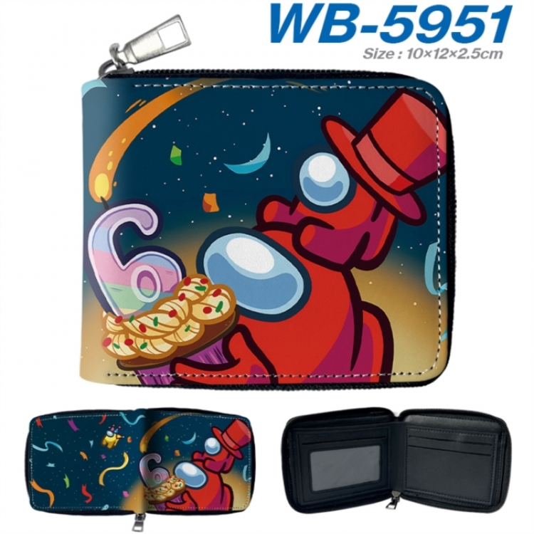 Among us Anime color short full zip folding wallet 10x12x2.5cm