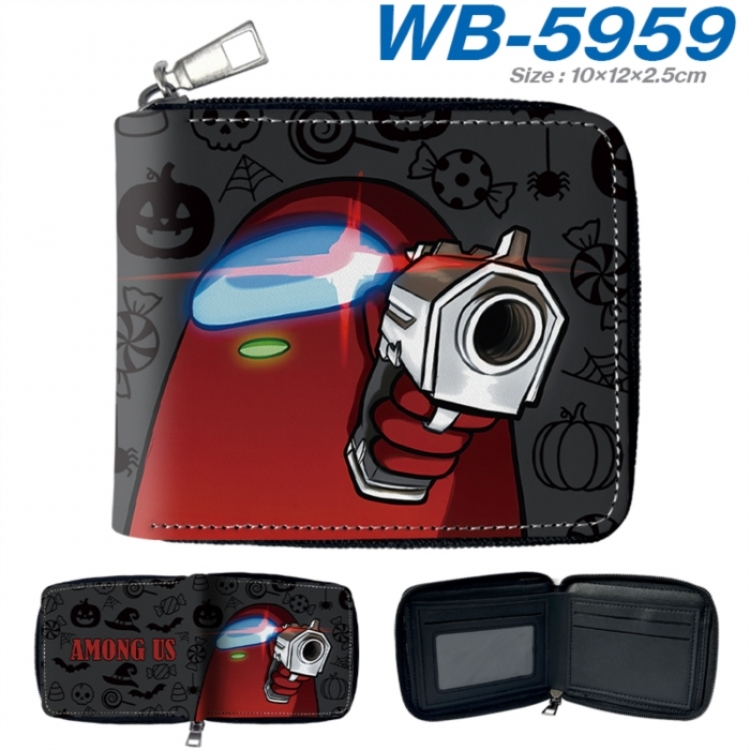 Among us Anime color short full zip folding wallet 10x12x2.5cm