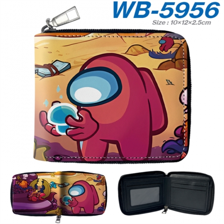 Among us Anime color short full zip folding wallet 10x12x2.5cm
