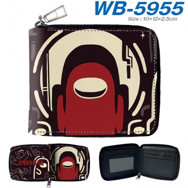 Among us Anime color short full zip folding wallet 10x12x2.5cm