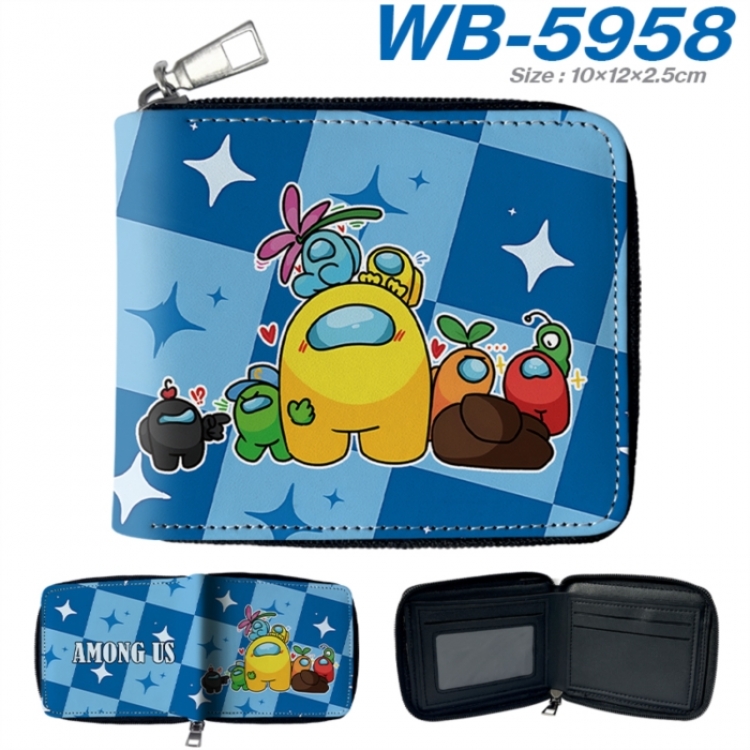 Among us Anime color short full zip folding wallet 10x12x2.5cm