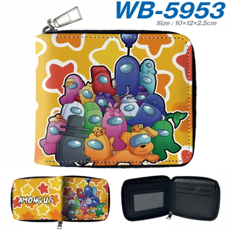 Among us Anime color short full zip folding wallet 10x12x2.5cm