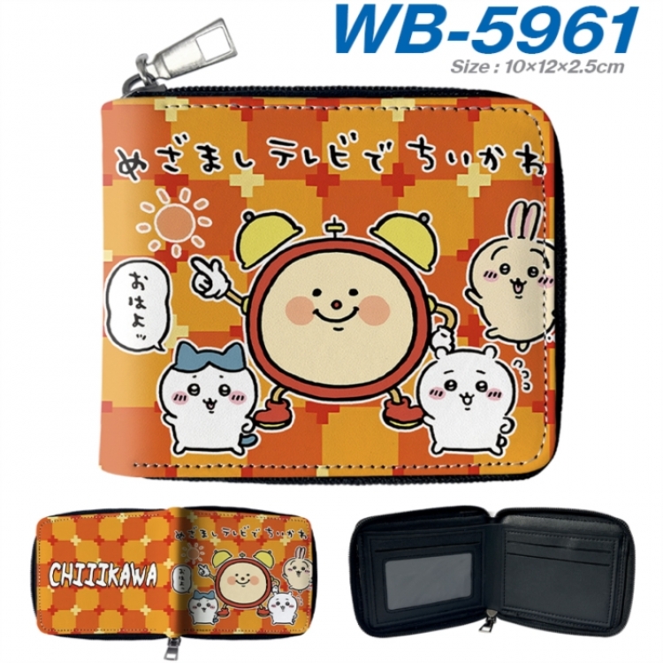 Chiikawa Anime color short full zip folding wallet 10x12x2.5cm