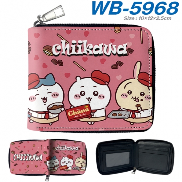 Chiikawa Anime color short full zip folding wallet 10x12x2.5cm