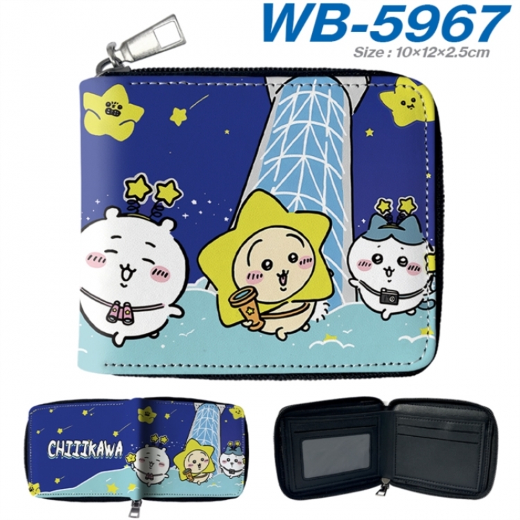Chiikawa Anime color short full zip folding wallet 10x12x2.5cm