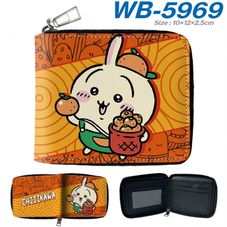 Chiikawa Anime color short full zip folding wallet 10x12x2.5cm