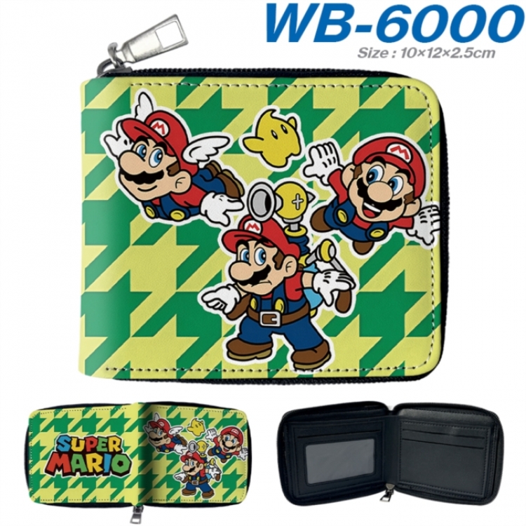 Super Mario Anime color short full zip folding wallet 10x12x2.5cm