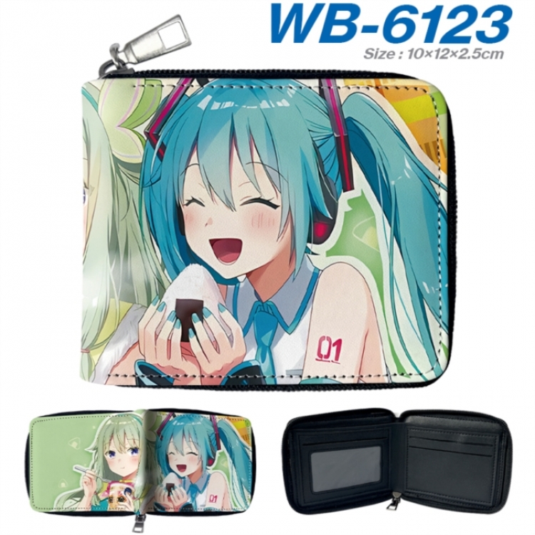 Hatsune Miku Anime color short full zip folding wallet 10x12x2.5cm