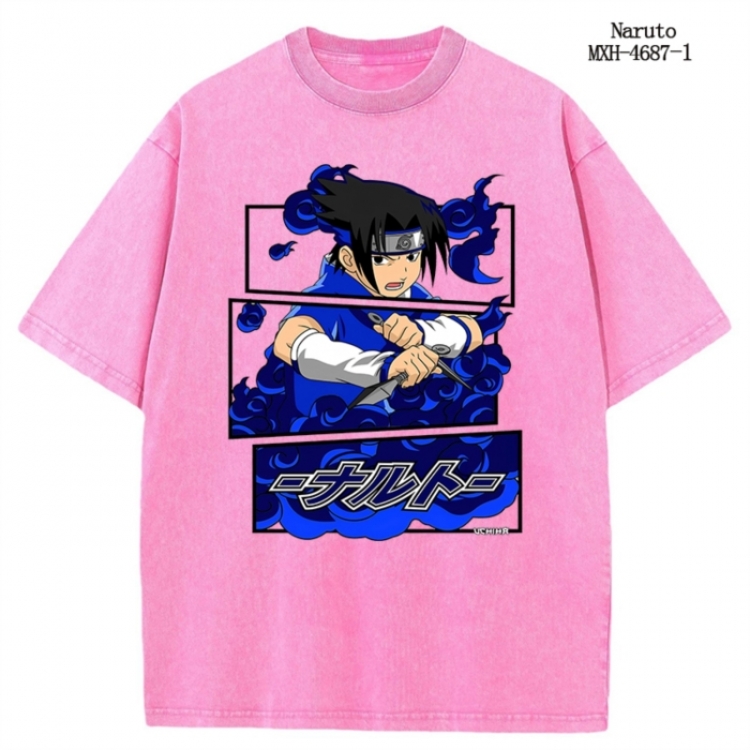 Naruto Anime peripheral pure cotton washed and worn T-shirt from S to 4XL