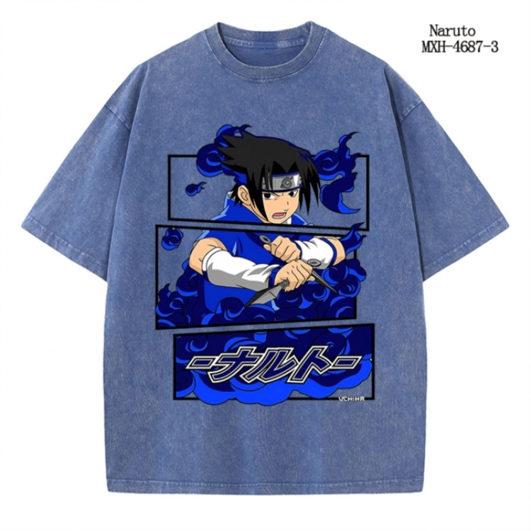 Naruto Anime peripheral pure cotton washed and worn T-shirt from S to 4XL