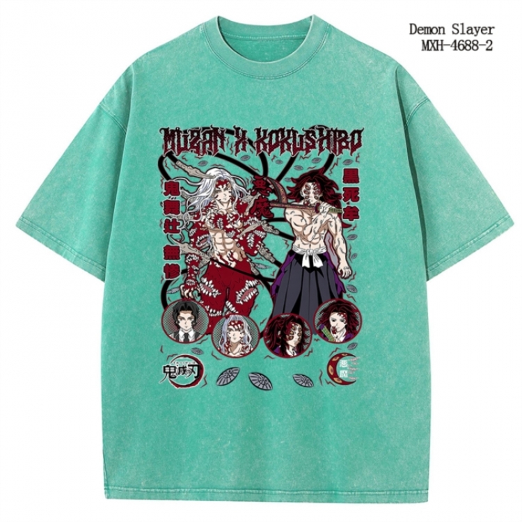 Demon Slayer Kimets Anime peripheral pure cotton washed and worn T-shirt from S to 4XL