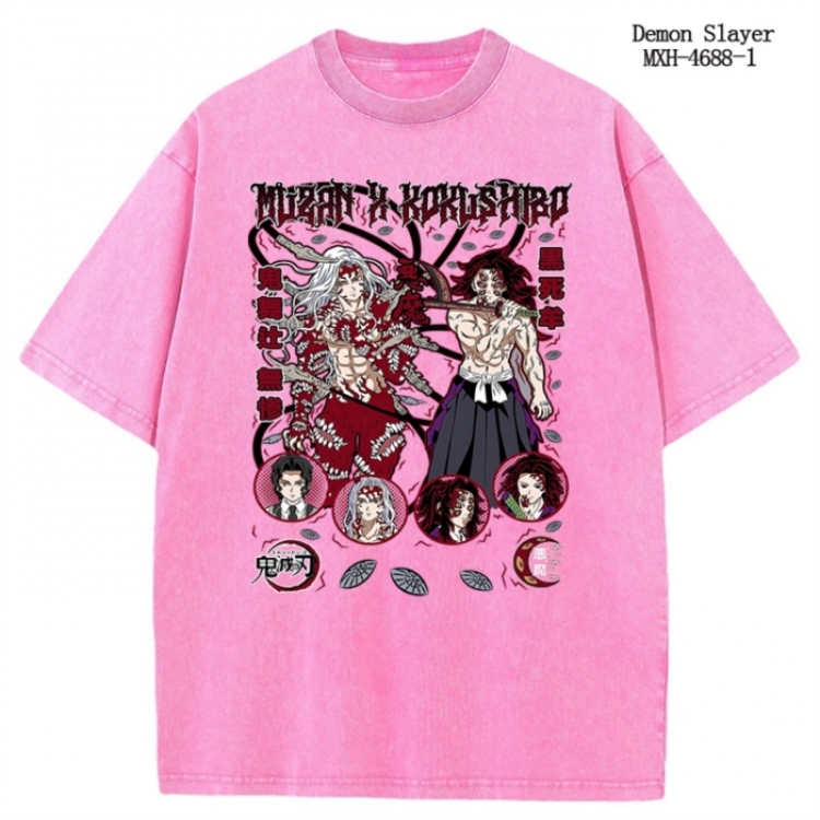 Demon Slayer Kimets Anime peripheral pure cotton washed and worn T-shirt from S to 4XL