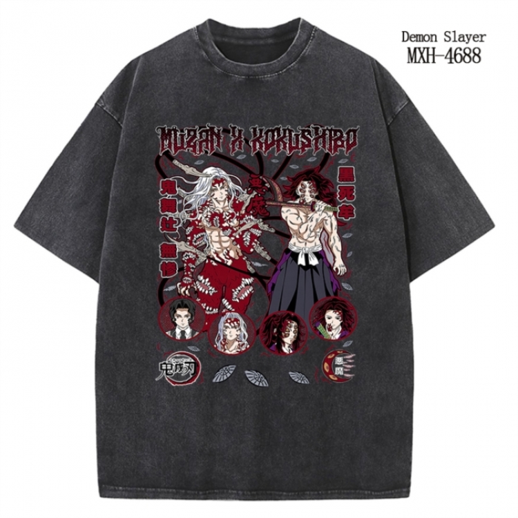 Demon Slayer Kimets Anime peripheral pure cotton washed and worn T-shirt from S to 4XL