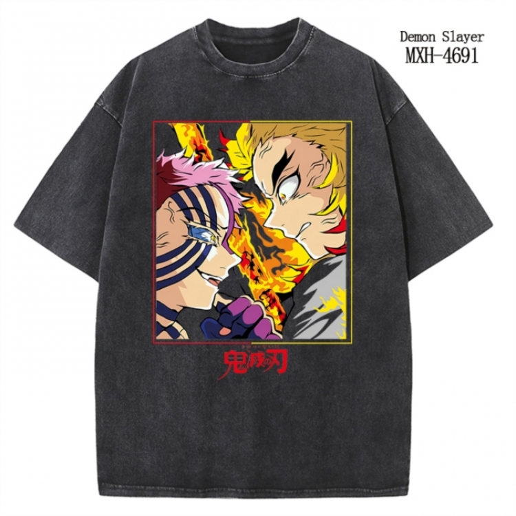 Demon Slayer Kimets Anime peripheral pure cotton washed and worn T-shirt from S to 4XL
