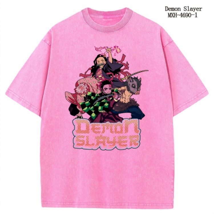 Demon Slayer Kimets Anime peripheral pure cotton washed and worn T-shirt from S to 4XL