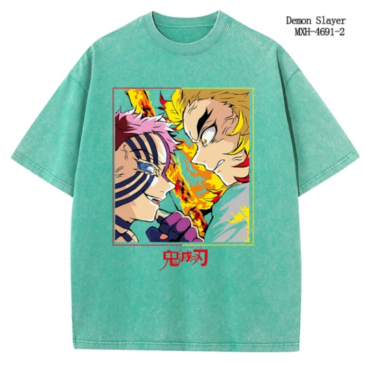 Demon Slayer Kimets Anime peripheral pure cotton washed and worn T-shirt from S to 4XL