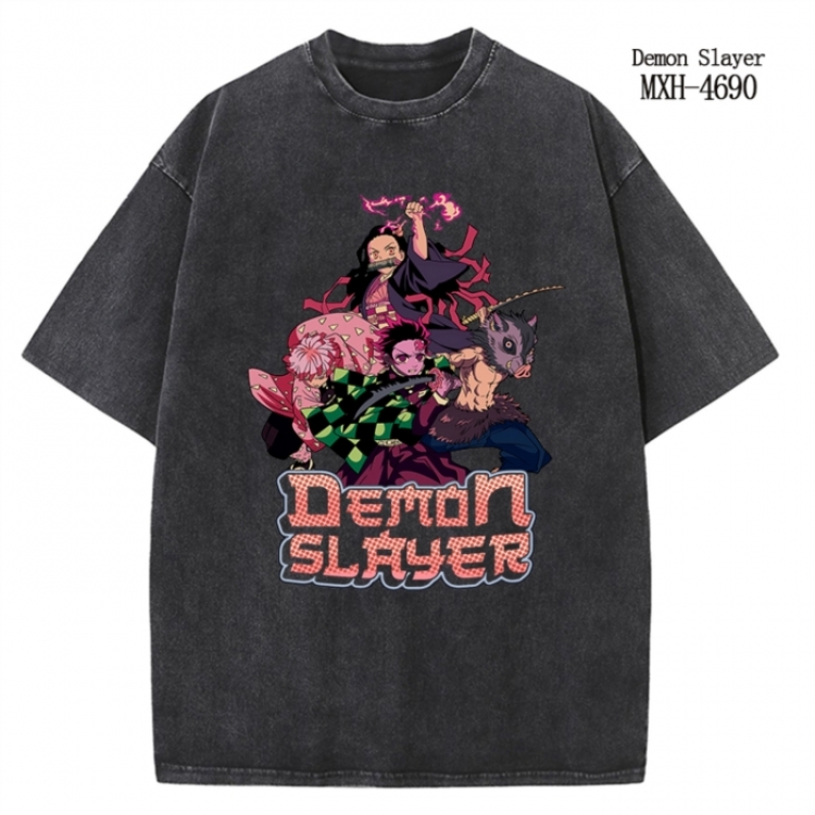 Demon Slayer Kimets Anime peripheral pure cotton washed and worn T-shirt from S to 4XL