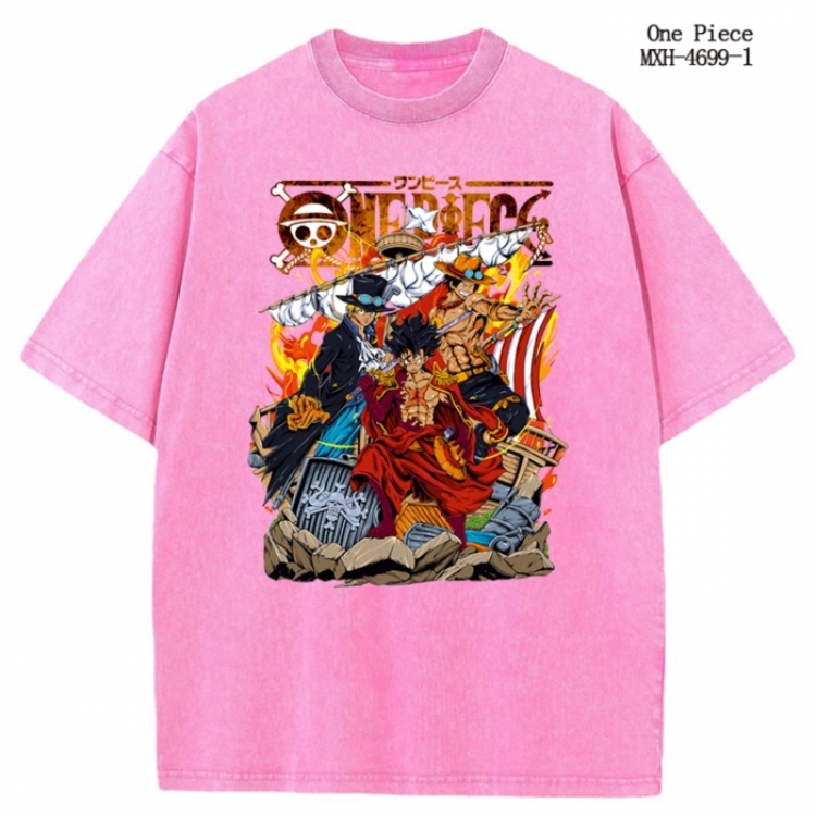 One Piece Anime peripheral pure cotton washed and worn T-shirt from S to 4XL