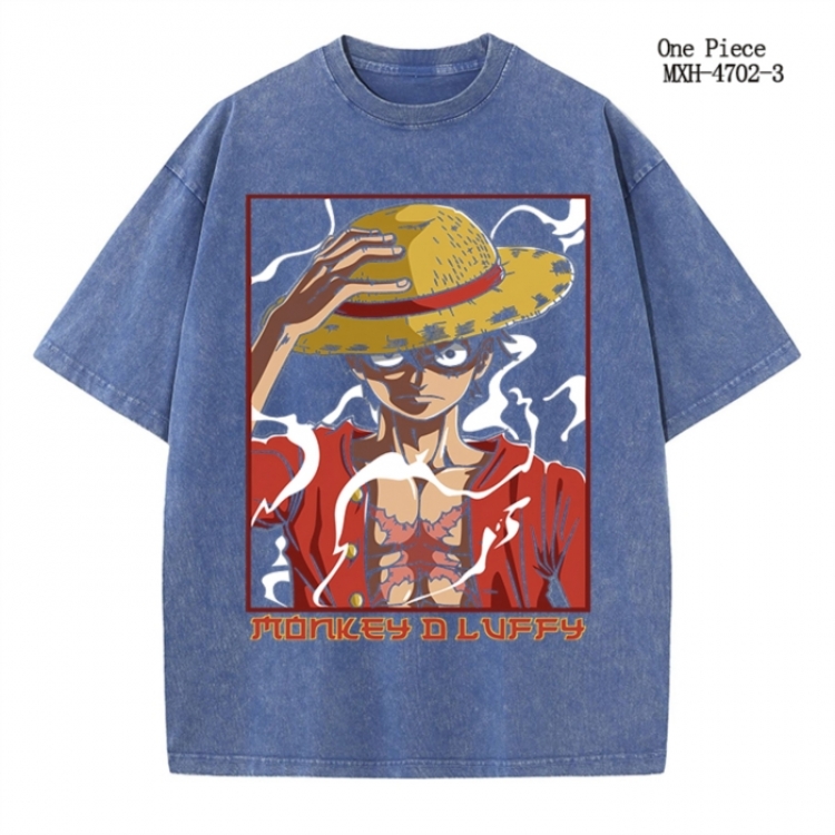One Piece Anime peripheral pure cotton washed and worn T-shirt from S to 4XL