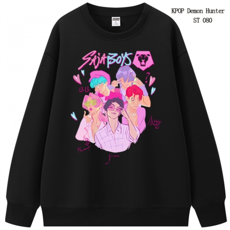 K-Pop Demon Hunters anime merchandise thick cotton round neck hoodie from S to 3XL