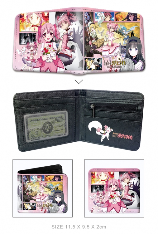 Magical Girl Madoka of the Magus 3D concave convex two fold short card wallet wallet wallet 11X9.5X2cm 65G