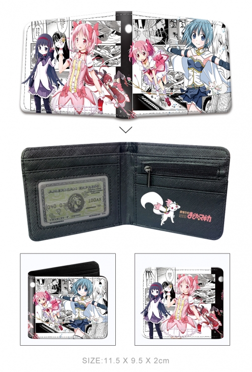 Magical Girl Madoka of the Magus 3D concave convex two fold short card wallet wallet wallet 11X9.5X2cm 65G