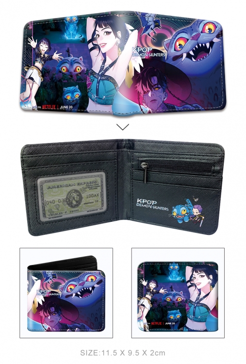 K-Pop Demon Hunters 3D concave convex two fold short card wallet wallet wallet 11X9.5X2cm 65G