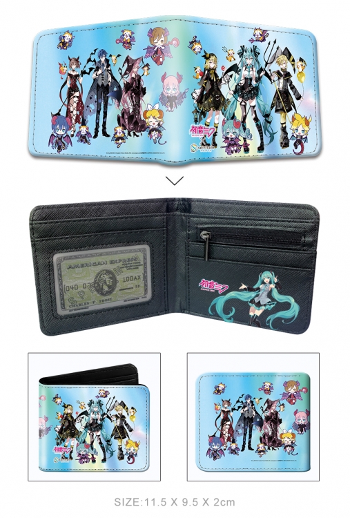 Hatsune Miku 3D concave convex two fold short card wallet wallet wallet 11X9.5X2cm 65G
